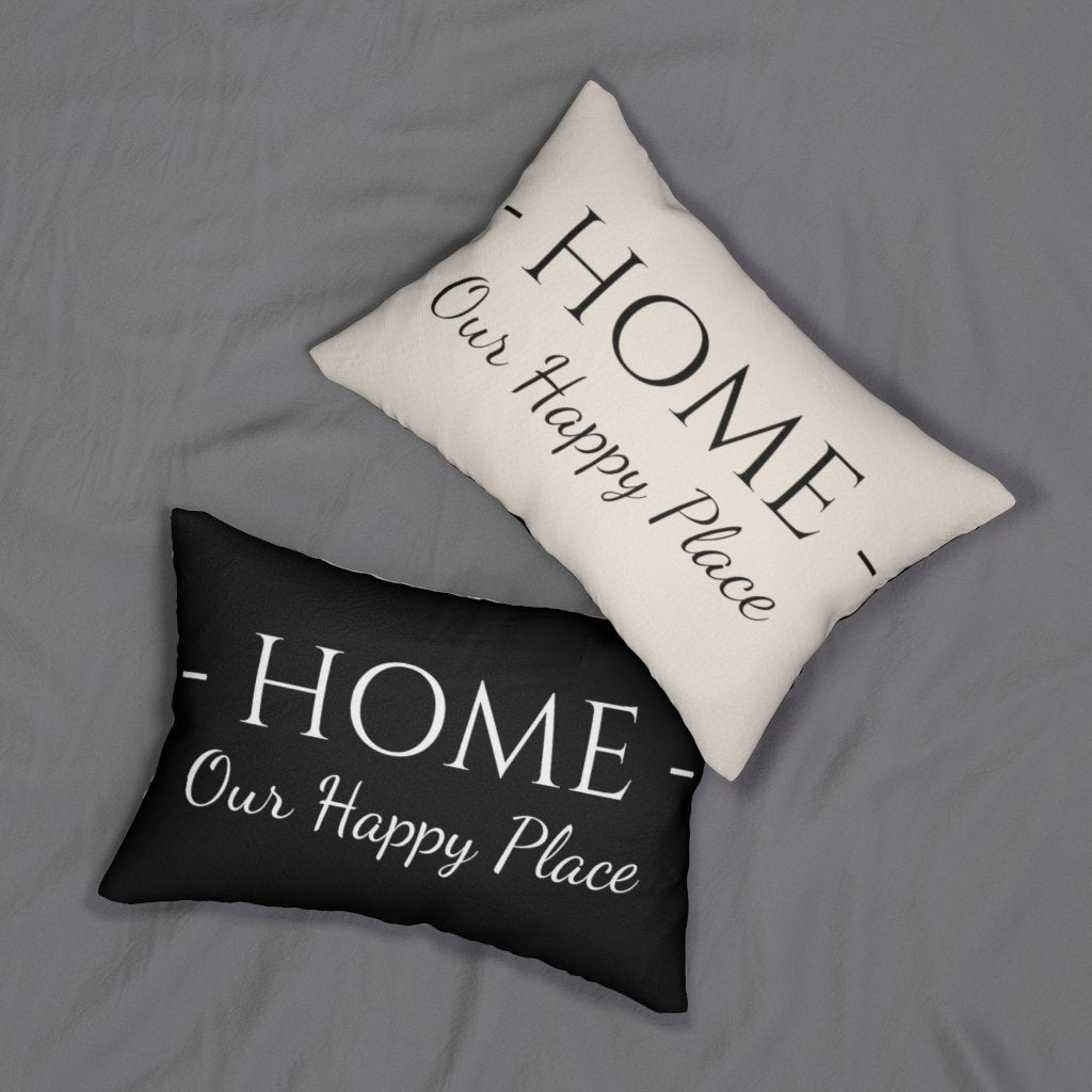 Decorative Lumbar Throw Pillow - Home our Happy Place - Beige Black