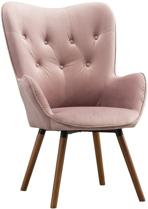 Contemporary Mauve Velvet Accent Chair with Tufted Back