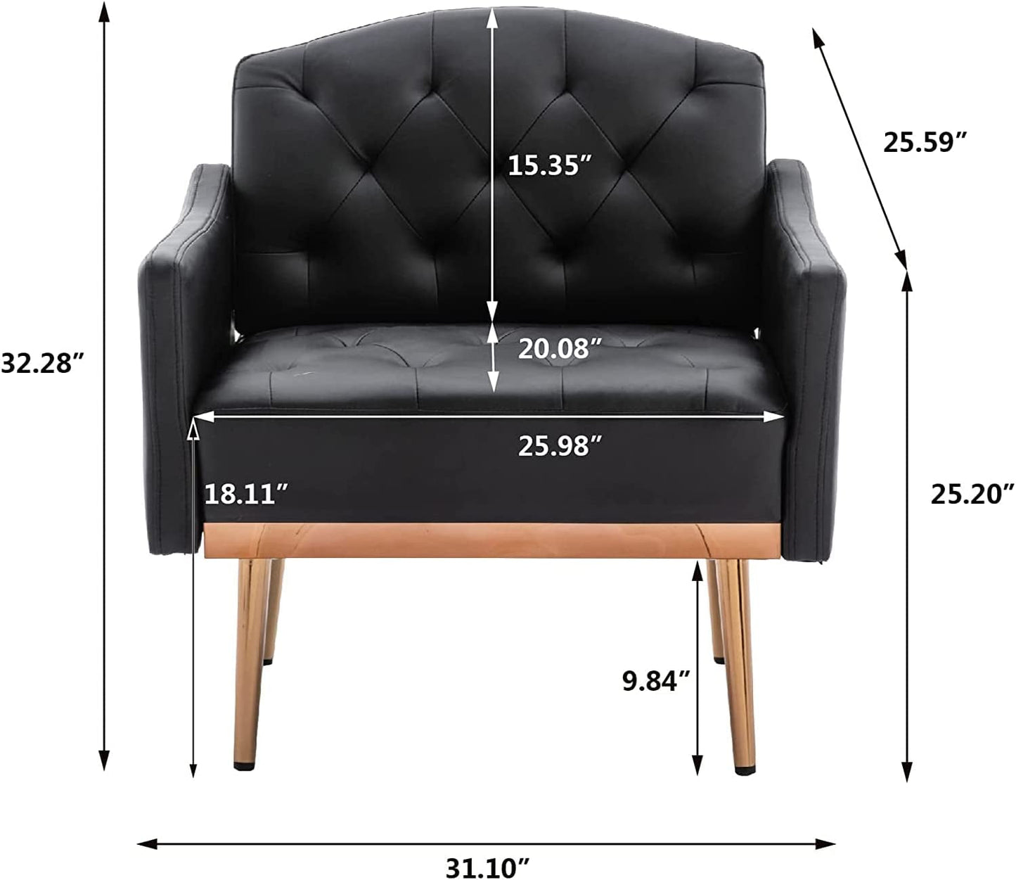 Modern Tufted Accent Chair with Gold Legs