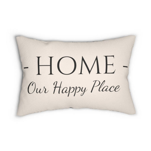 Decorative Lumbar Throw Pillow - Home our Happy Place - Beige Black