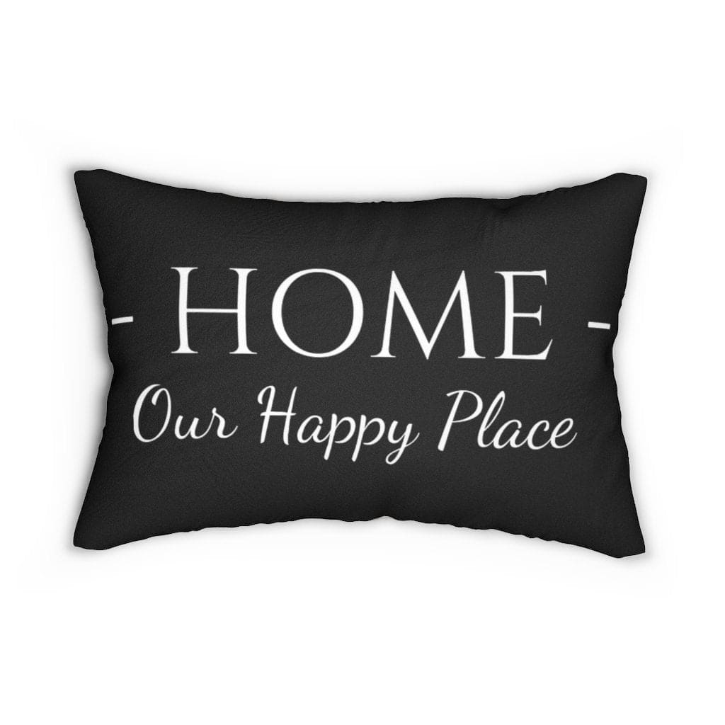 Decorative Lumbar Throw Pillow - Home our Happy Place - Beige Black