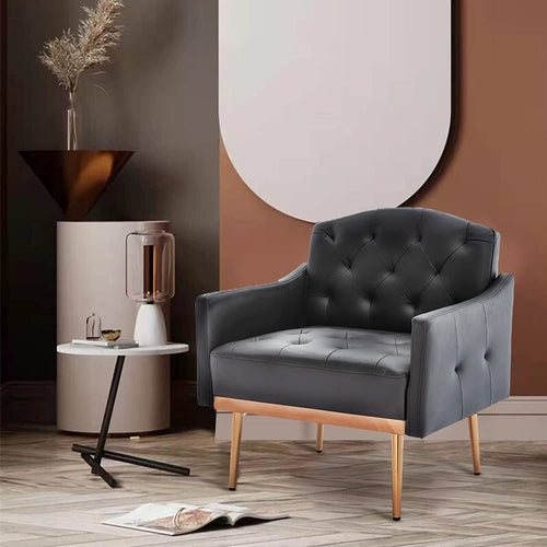 Modern Tufted Accent Chair with Gold Legs